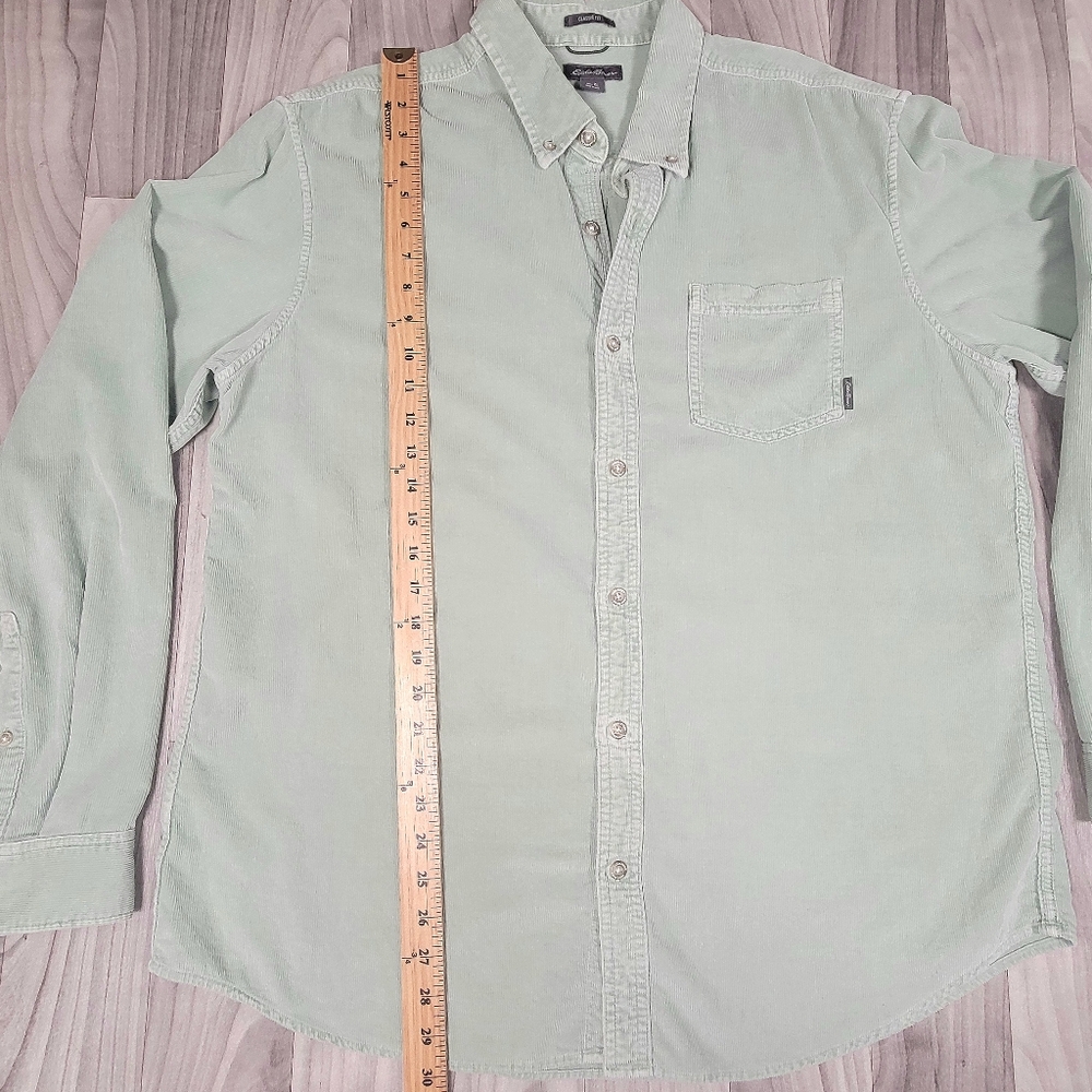 Eddie Bauer Men’s XL Classic Fit Corduroy Green Button Down Shirt Casual - Picture 8 of 9